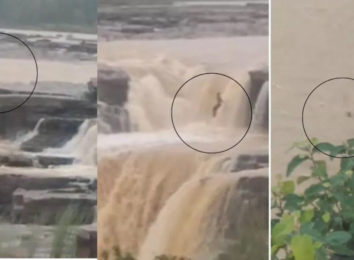 19 07 2023 girl jumps in chitrakote waterfall 23475630